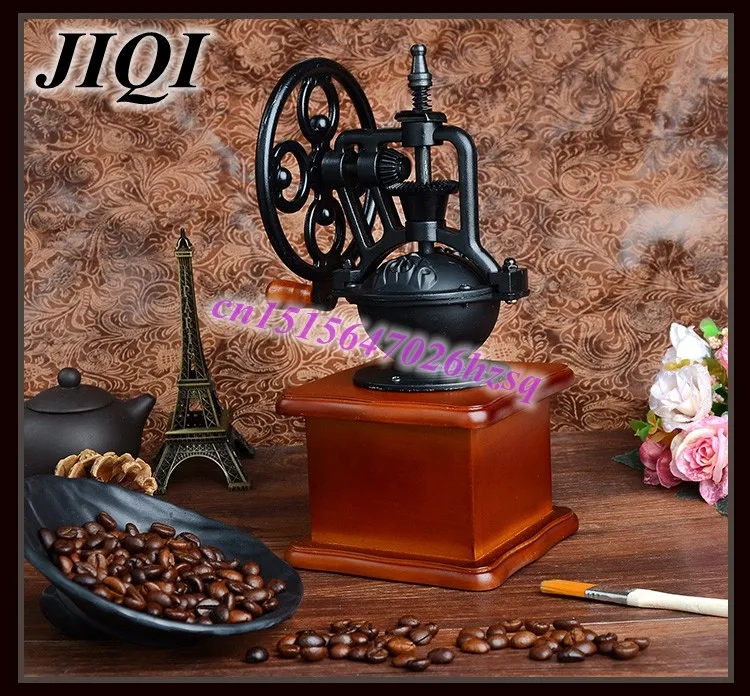 JIQI ручные Кофемолки Ретро встряхивание колеса кофейные зерна шлифовальная машина бытовая кофейная мельница украшения также