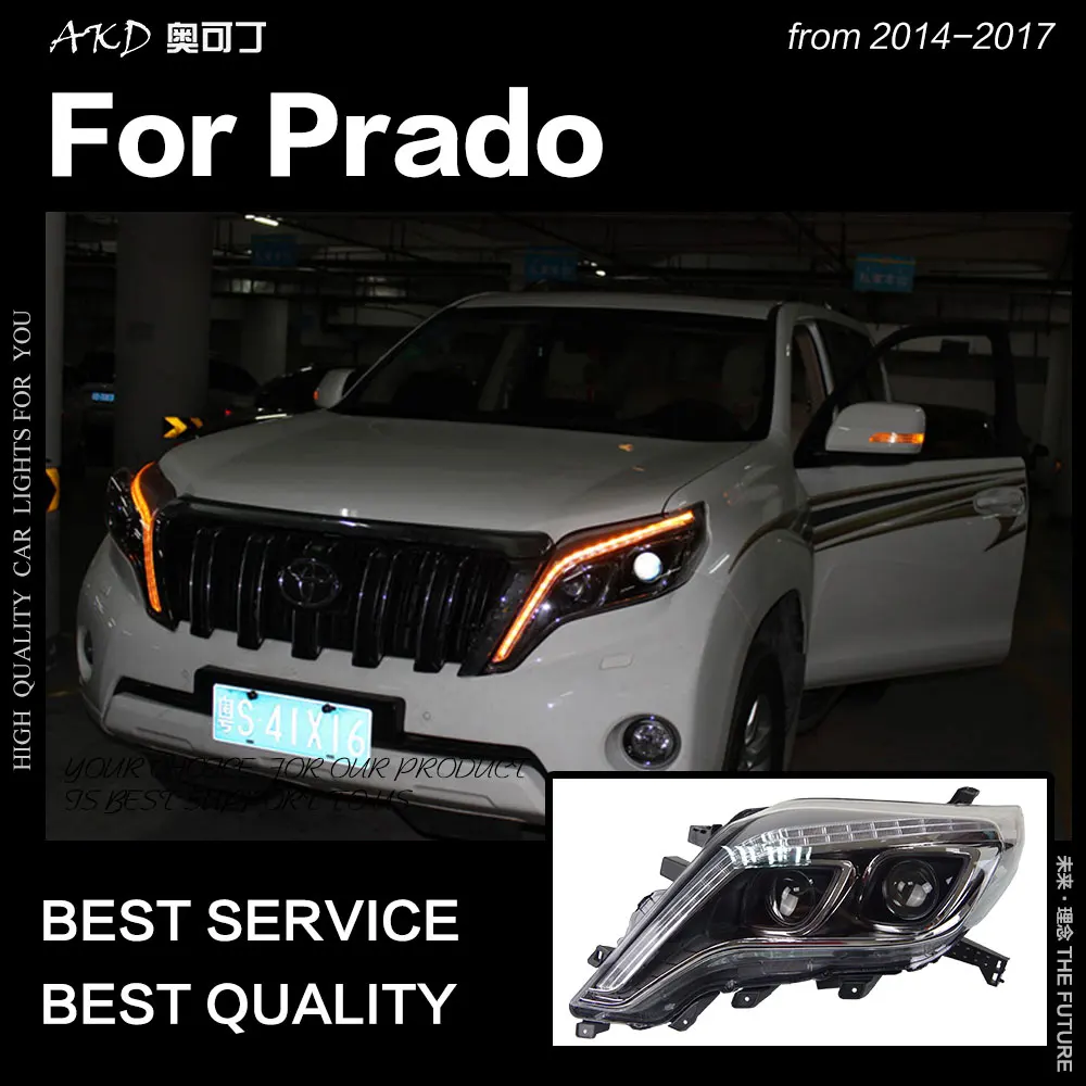  AKD Car Styling for Toyota Prado LC150 LED Headlight 2013-2017 Prado LED DRL Hid Head Lamp Angel Ey - 32858611404