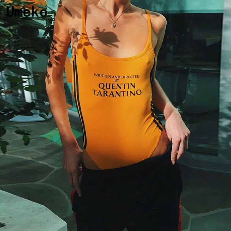 Umeko Quentin Tarantino Sexy Bodycon Bodysuit Women Spaghetti Strap Romper Side Stripe High Street Playsuit Lady Bodysuits Mujer Umeko Quentin Tarantino Sexy Bodycon Bodysuit Women Spaghetti Strap Romper Side Stripe High Street Playsuit Lady Bodysuits Mujer