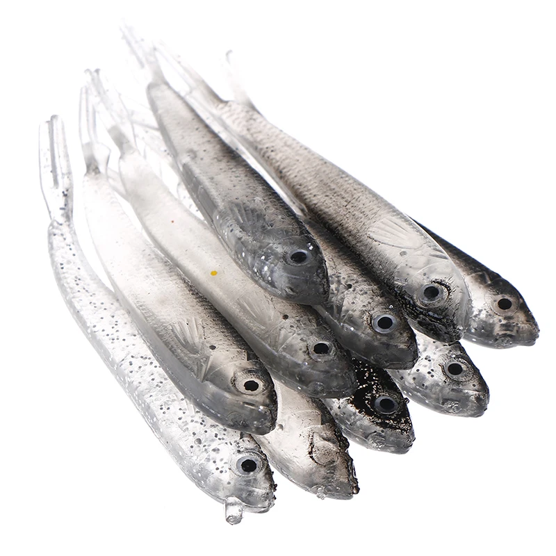 10Pcs Soft Silicone Fishing Lure Minnow Saltwater Freshwater Worms Wobblers Artificial Bait Bass Tackle Jigs 2.2g 8cm | Спорт и