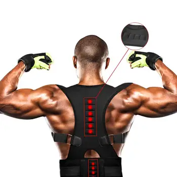 Orthopedic Magnetic Therapy Posture Corset Back Brace Support Belt Back Straightener Round Shoulder Men's Posture Corrector Belt