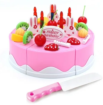 

Safe ABS 38 pcs/Set Plastic Kitchen Food Fruit birthday cake Cutting Kids Pretend Play Educational girl DIY De Juguete boy gift