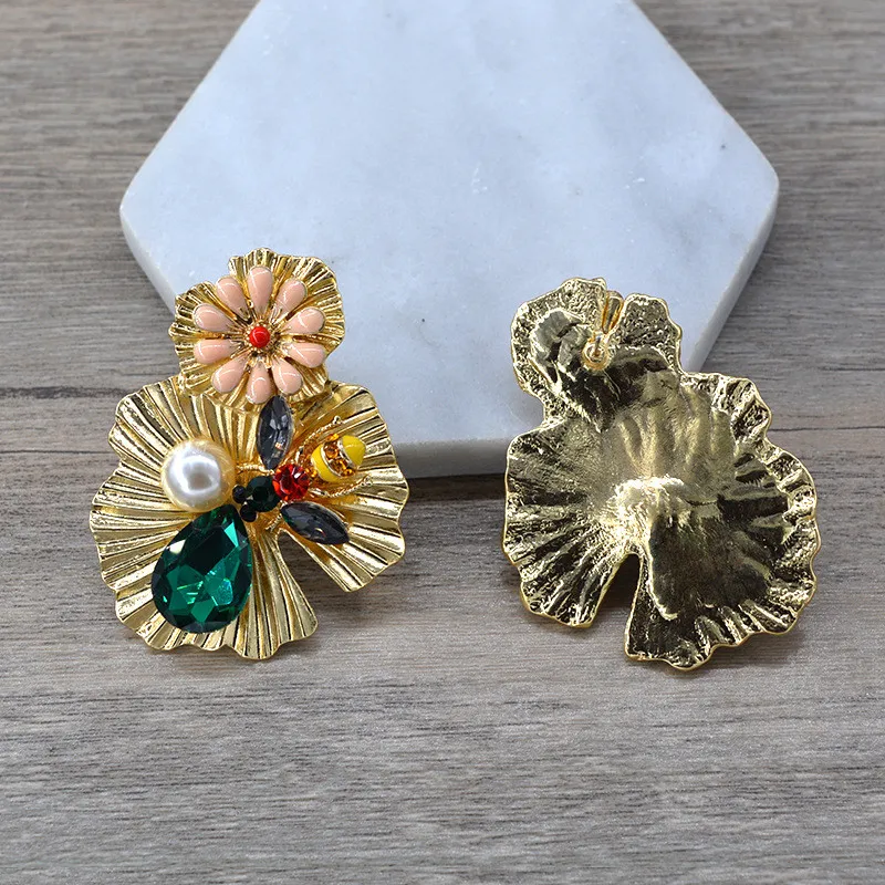 New Unique Exaggerated Big Alloy Flower Earrings Fashion Handmade Earring For Women Personalized Jewel ET47 (3)