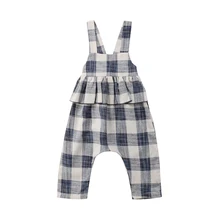New Princess Kids Girls Straps Plaid Rompers Sleeveless Backless Jumpsuits Trousers Overall Outfits Clothes