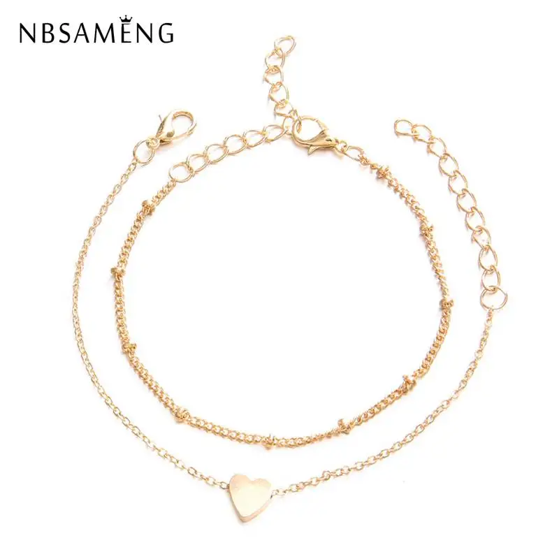 

2pcs/set Love Heart Alloy Silver Bangles Minimalist Style For Women 2019 Original Trendy Simple Bracelet Jewelry