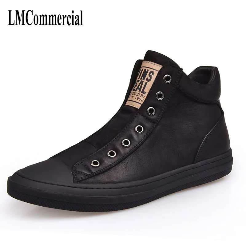 

New autumn winter British retro high shoes men's casual boots Genuine leather velvet all-match cowhide breathable boots men
