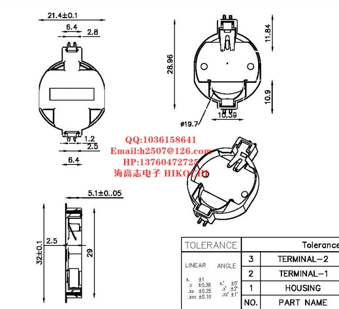 HIKOCHI HL32 SMD CR2032 CR2025 CR2016 SMT гнездо для батареек-таблеток BC2032-F1 BC2032-E2