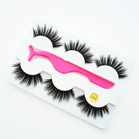 3 pairs Eyelashes +tweezers Natural Mink False Eyelashes Fake Lashes 3D Mink Lashes Eyelash Extension Makeup Kit