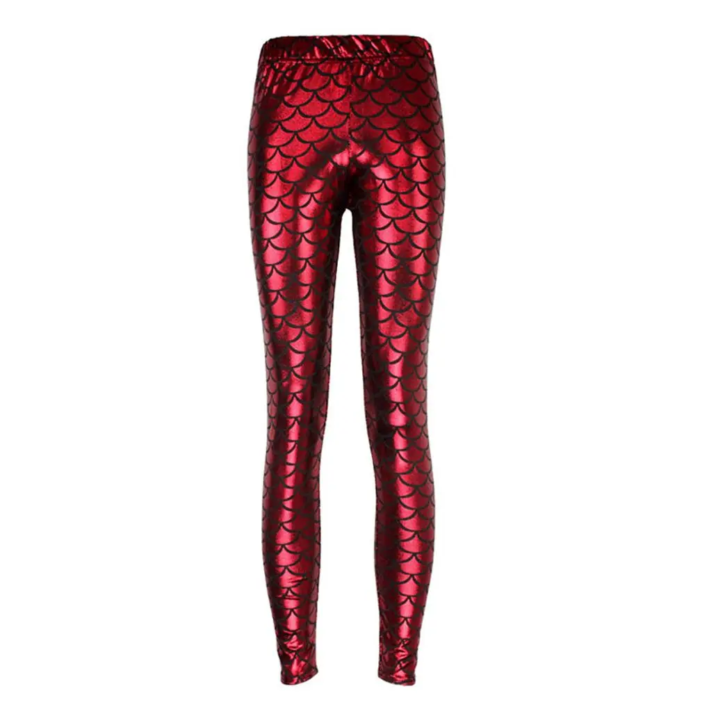 Женские эластичные тонкие блестящие леггинсы с принтом русалки|legging pants|printed