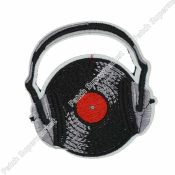 

3" VINYL RECORD wearing headphones dj PATCH crimson ghost Heavy Metal Music PUNK Rock Band Embroidered IRON ON Applique