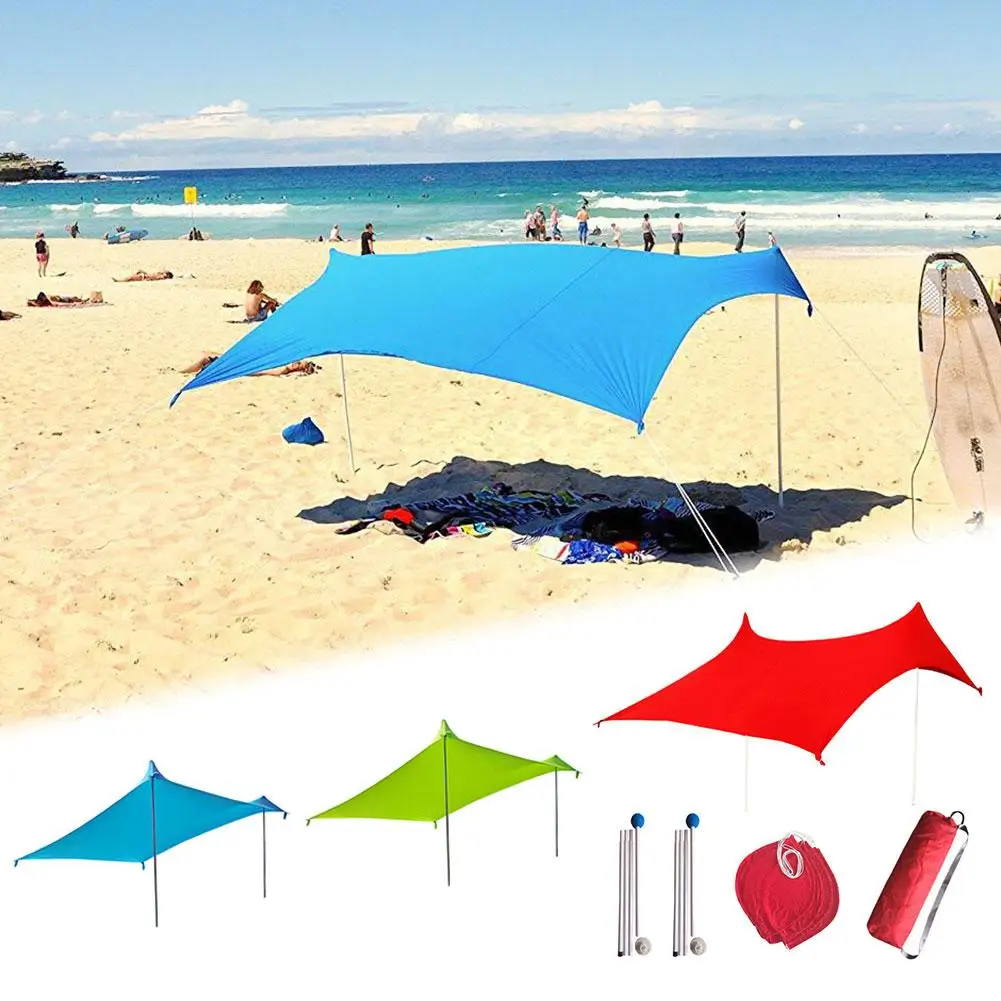 

New Family Beach Sunshade Lightweight Sun Shade Tent With Sandbag Anchors 4 Free Pegs UPF50 UV Large Portable Canopy For Parks