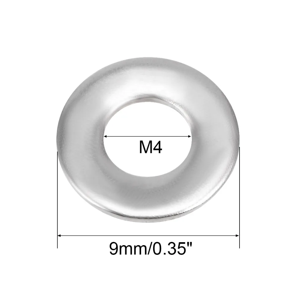 Uxcell 4x8x0,8/4x9x0,8/7x4x0,8 мм 304 Нержавеющая стальные плоские шайбы для болт вашей машины мебель или другие вещи 200 шт