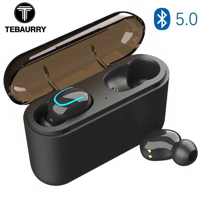 

TEBAURRY True Wireless Buetooth Earphone 5.0 TWS Mini Wireless Earbuds Stereo Headset with Charging box power bank for phone