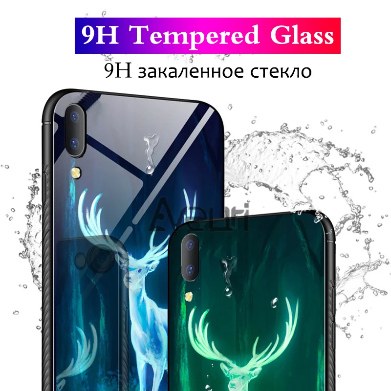 Светящийся чехол из закаленного стекла для Huawei P20 P30 Pro Lite телефона P Smart 2019 Honor 10