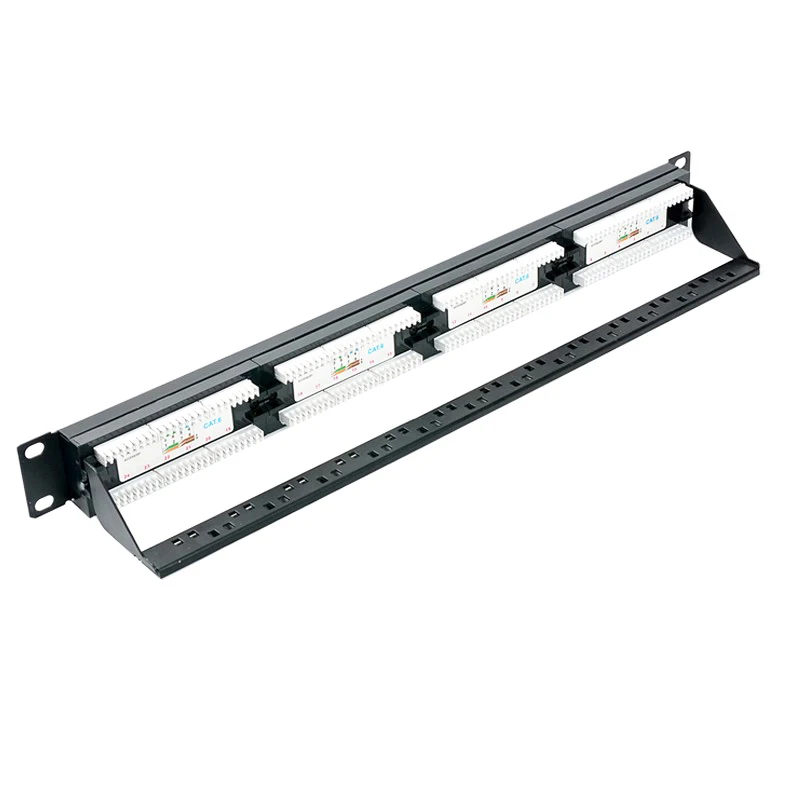 Cat6 UTP RJ45 Network Cable Patch Panel 24Port 1U 19'' Inch Gold-plated With Keystone Jacks Pass Fluke Rack Patch Panel