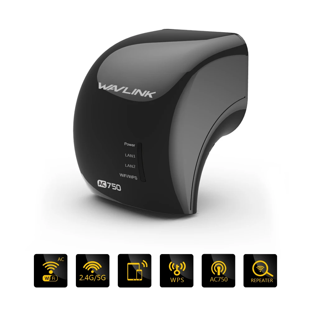 

Wavlink AC750 Smart wifi repeater/Access Point wifi signal amplifier Dual Band wireless Wi-Fi Signal Booster Extender WPS Black