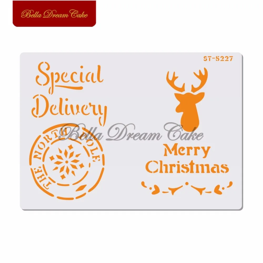 

Christmas Express Design Cake Stencil Layering Plastic Stencils DIY Scrapbooking Painting Drawing Stencils Template Cake Tool