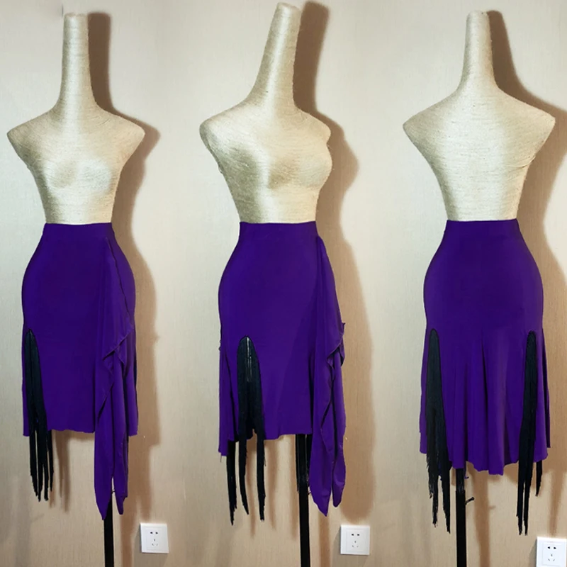 

Latin Dance Skirt Sexy Irregular Split Tassel Dancing Skirt Of Woman Salsa Cha Cha Practice Clothes Latin Dancewear Women DN2491