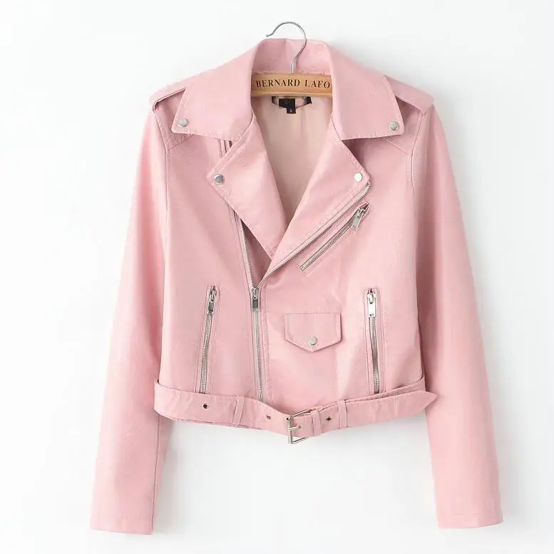 Promo 2019 Spring Bright Yellow Women PU Leather Jackets Zipper Leather Coat Turn-down Collar Female PU J