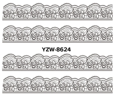 WUF 1 лист на выбор переводные наклейки для воды наклейки для нейл-арта очаровательные DIY кружевные цветочные дизайнерские модные аксессуары - Цвет: YZW8624