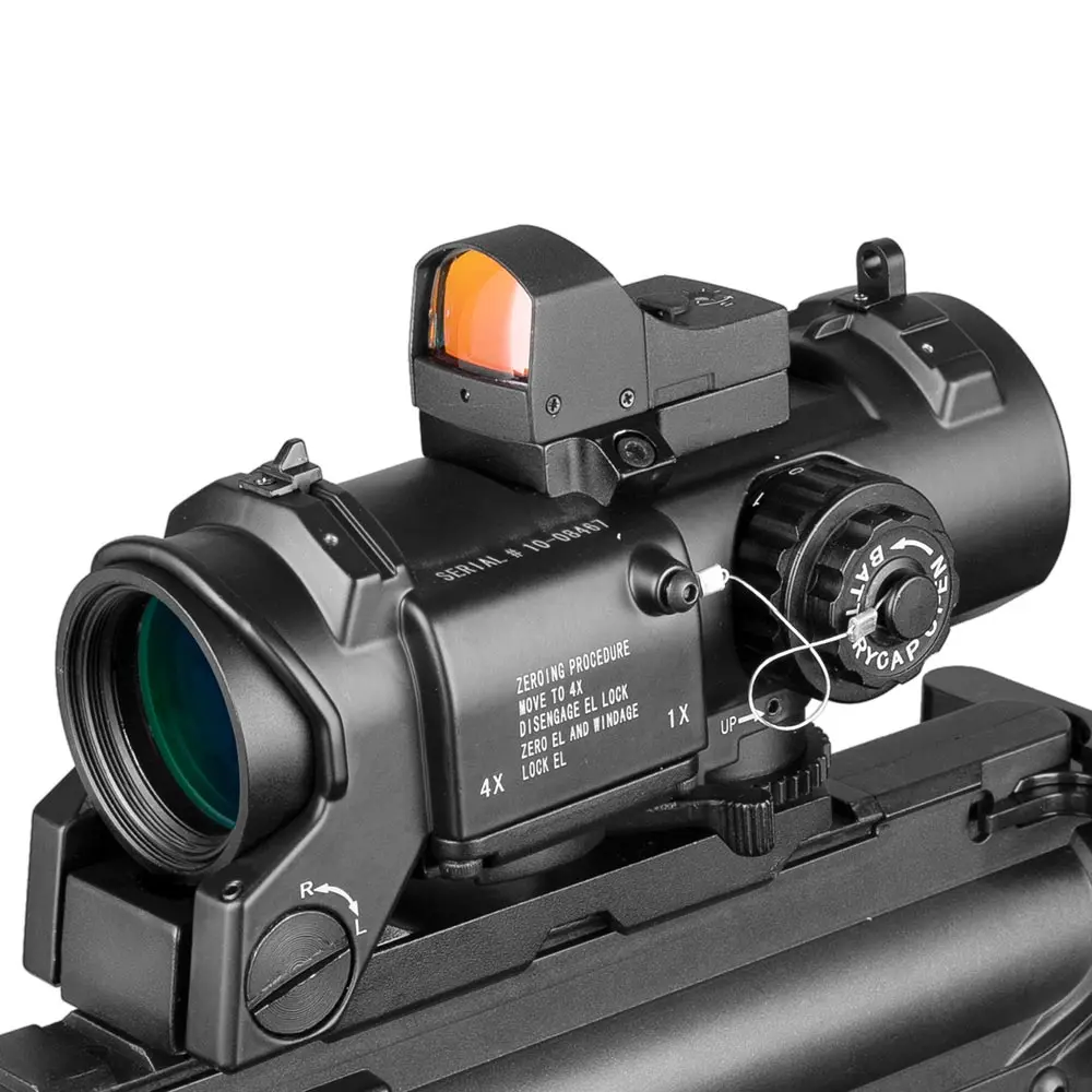 Тактический 1x-4x широкоугольный фиксированный двойной прицел для винтовки Красный Крест с подсветкой красная точка зрения винтовка охотничья снайперская стрельба - Цвет: FW1NHD170