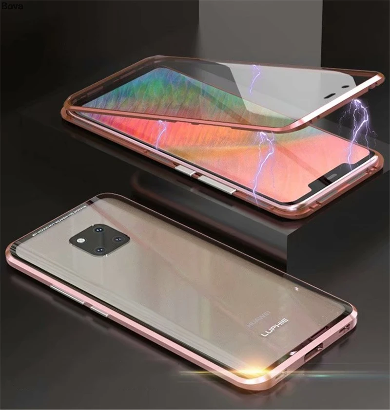 Luphie ультратонкий магнитный Алюминиевый чехол-бампер для huawei mate 20 Pro mate 20 Pro 6,3"(переднее стекло+ черное стекло