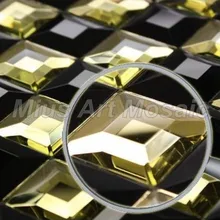 Глянцевая чистая черная и Золотая зеркальная стеклянная мозаичная плитка A41029