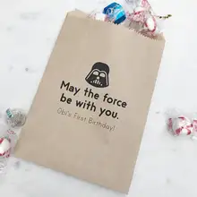 Пользовательские может сила быть с вами День рождения Baby Shower kraft Бумага Bakery Cookie десертов подарки сувениры Сумки мешок попкорна штамп
