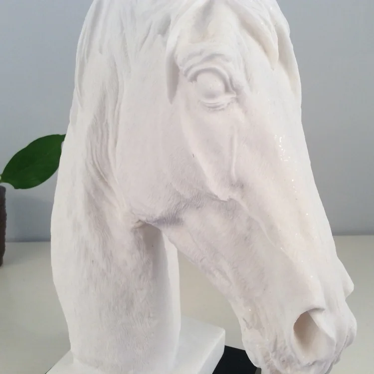 Абстрактная скульптура, статуэтка, украшения, белый песок, голова лошади, украшение для офиса, дома, аксессуары, художественное украшение из смолы, ремесло