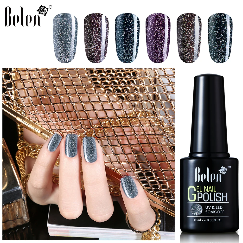 

Belen Black Diamond Nail Gel Polish Colours Soak Off UV LED Long Lasting Nail Varnish Primer Gel Polish Art Salon Manicure 10ML