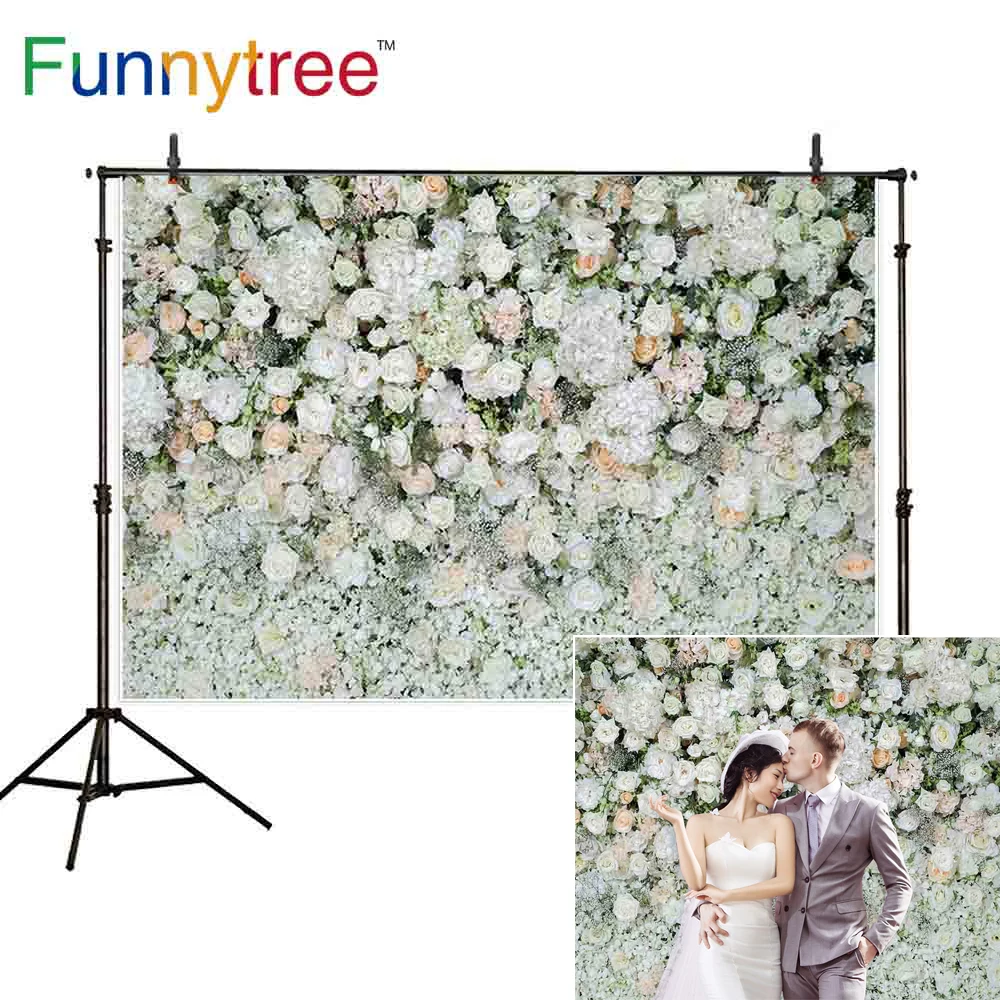 Фоны для фотосъемки Funnytree синие белые розовые 3D цветы розы фотосессия свадебные