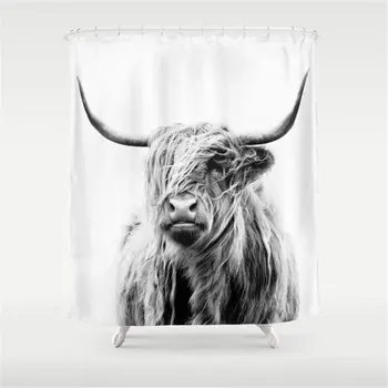 

Portrait of A Highland Cow Shower Curtain Waterproof Polyester Fabric Bathroom Decor Printed Shower Curtain with 12 Hooks