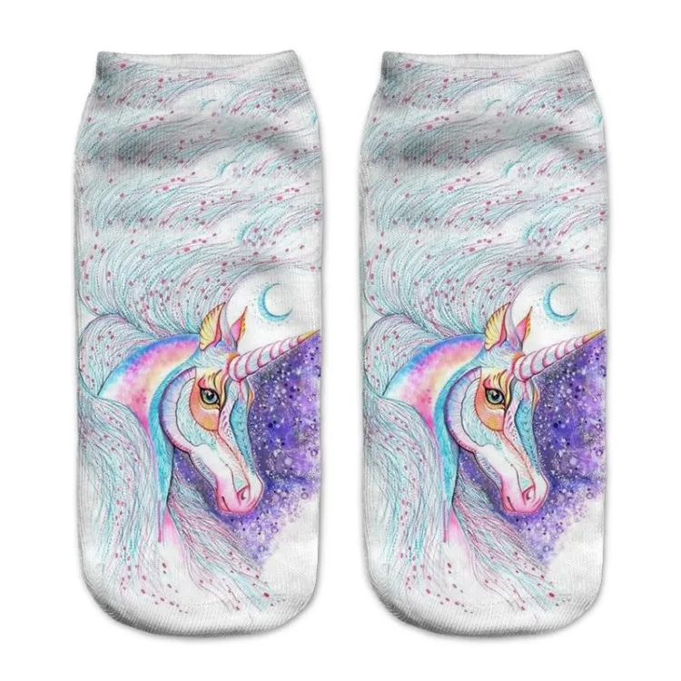 Hot Sale Harajuku 3D Print Unicorn Women Sock 16 Patterns Women Kawaii Cute Casual Popular Ankle Women Socks hue socks Women's Socks