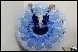 Синий Балетные костюмы пачка для взрослых/ребенка/женские/Обувь для девочек Одежда для танцев сценические костюмы для выступления 10 слоев