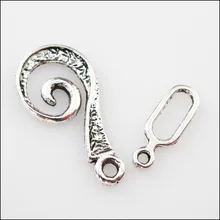 10 наборов Тибетский Серебряный тон уши браслет переключить застежки разъемы