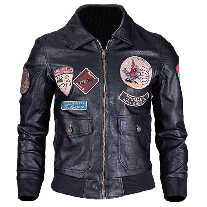 

US Style Air Force Pattern Airman's Automotive Leather Jacket Coats Big and Tall Mens Plus Size 4XL Patch Men PU Coats C1669