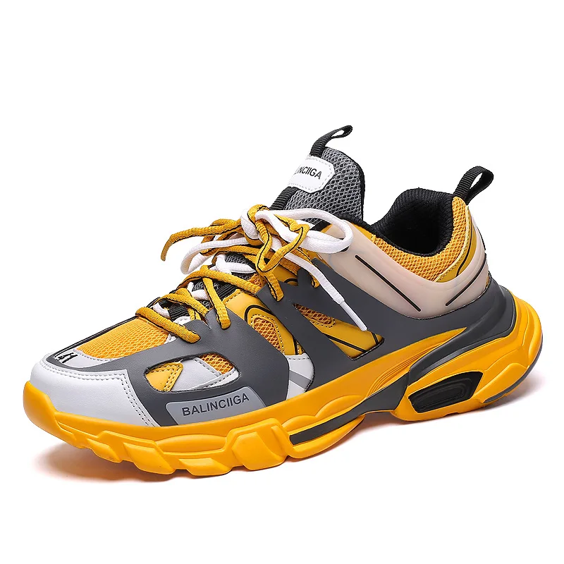 Мужская легкая обувь для бега, удобные мужские кроссовки, спортивная обувь, Уличная обувь, дышащая нескользящая обувь, кроссовки - Цвет: Цвет: желтый