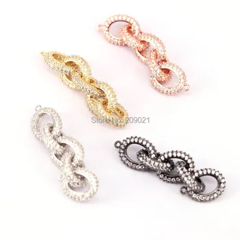 

6pcs Mixed Color Link Chain shape Micro Pave CZ Connector Bead Jewelry Making
