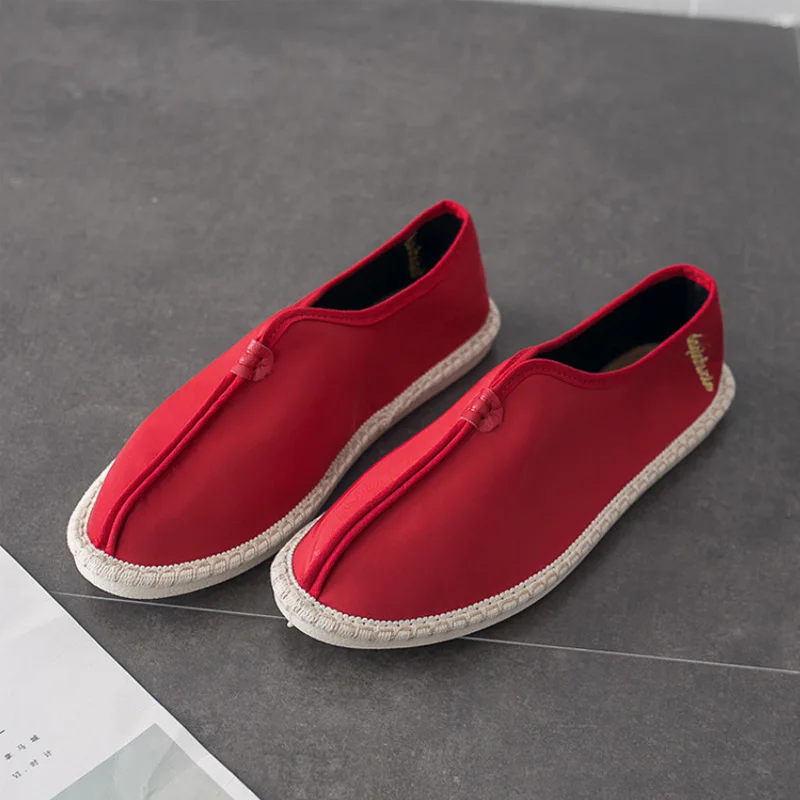 Summer men's shoes fashion breathable casual espadrilles light lazy shoes non-slip flat sneakers for men home daily shoes - Цвет: red