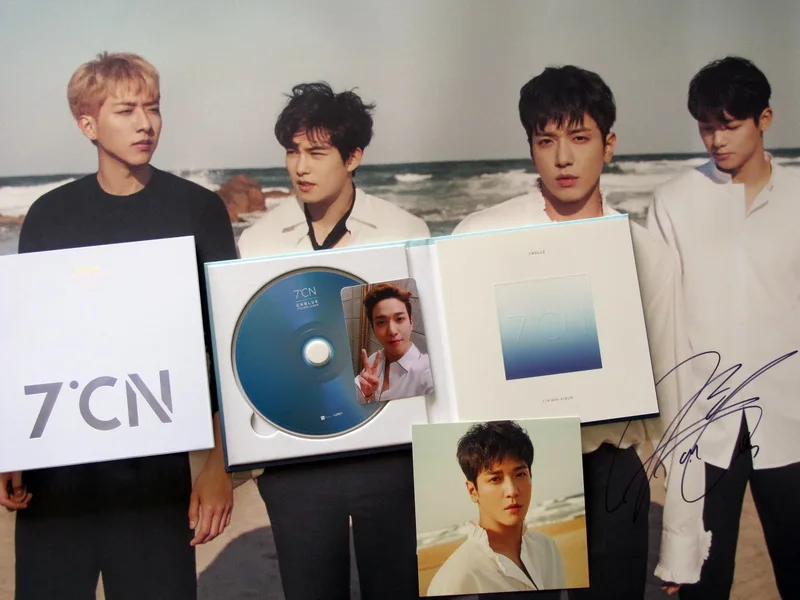 

CNBLUE autographed signed mini 7th album 7CN CD +signed poster new korean version 03.2017