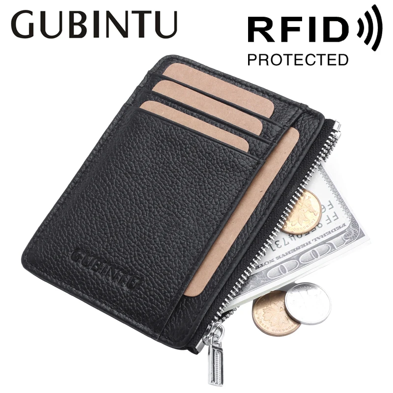 

GUBINTU Famous Brand Rfid Wallets Genuine Leather Rfid Blocking Card Holder for Men Rfid Protected Card Holders Fashion Purse