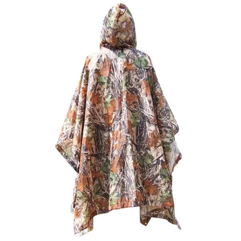 

3 in1 Waterproof Rain Poncho Packable Lightweight Outdoor Military Camouflage Raincoat for Men Camping Mat Multifunction Tent
