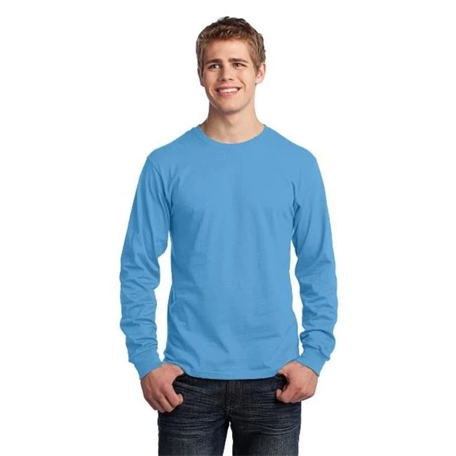 Port & Company PC54LS Mens Long Sleeve Core Cotton Tees Aquatic Blue - Extra Large