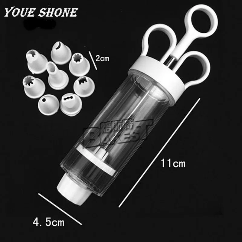 YOUE SHONE Icing Piping Syringe Gun + 8 Nozzles Fondant, Cookie Presses