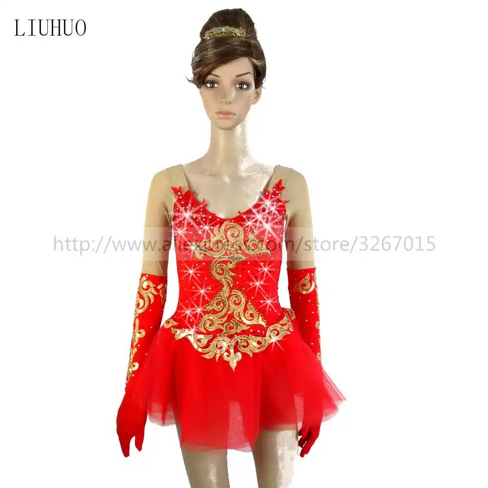 red skating dress