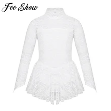 Платье для фигурного катания; детское платье для девочек для катания на коньках; балетное танцевальное платье-трико; От 5 до 14 лет кружевное платье с цветочным рисунком; одежда для выступлений