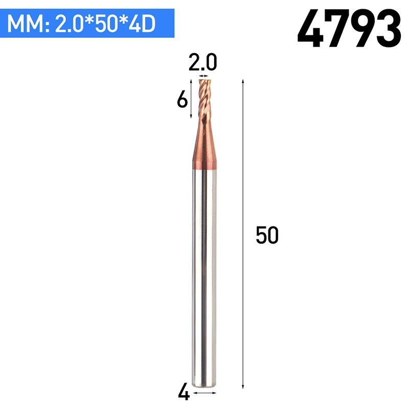 HUHAO 1 шт. Вольфрамовая сталь спиральный угол 35 град фреза сплав покрытие Фрезы HRC50 ЧПУ Инструмент 4 флейты Концевая мельница для металла - Длина режущей кромки: 4793