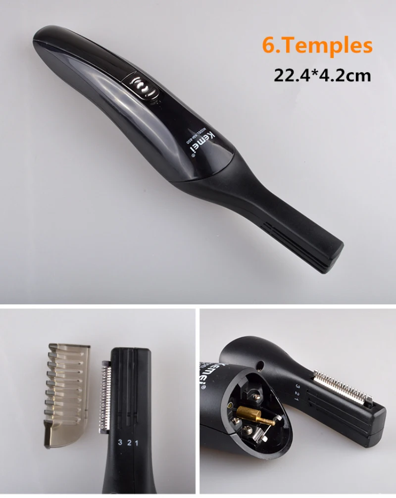 Профессиональная машинка для стрижки волос Kemei 6 в 1, электробритва, триммер для волос в носу, полный набор, семейный уход 35D