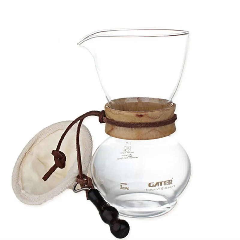 Coffeeware Accessories 480ml Glass Coffee Percolators Coffee Maker Set Handheld Flannel Drip Filter Kitchen Gadget JY