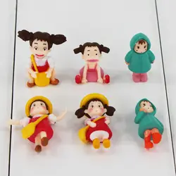 6 шт./лот аниме Мой сосед Тоторо Рисунок Игрушки для маленьких девочек Mei Кусакабэ Сацуки Хаяо Миядзаки мини модель куклы